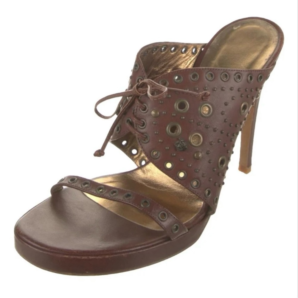 Versace Brown Studded Mules